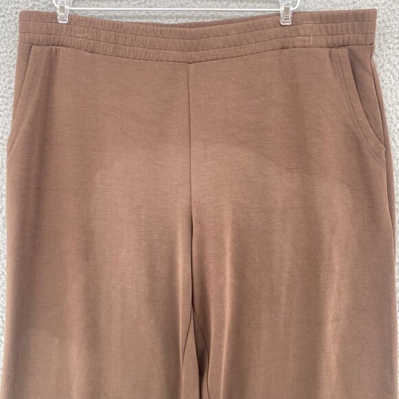 Westbound Pants Womens 1X Plus Brown Sweats Loungewear Wide Leg Stretch Pockets - Picture 2 of 13